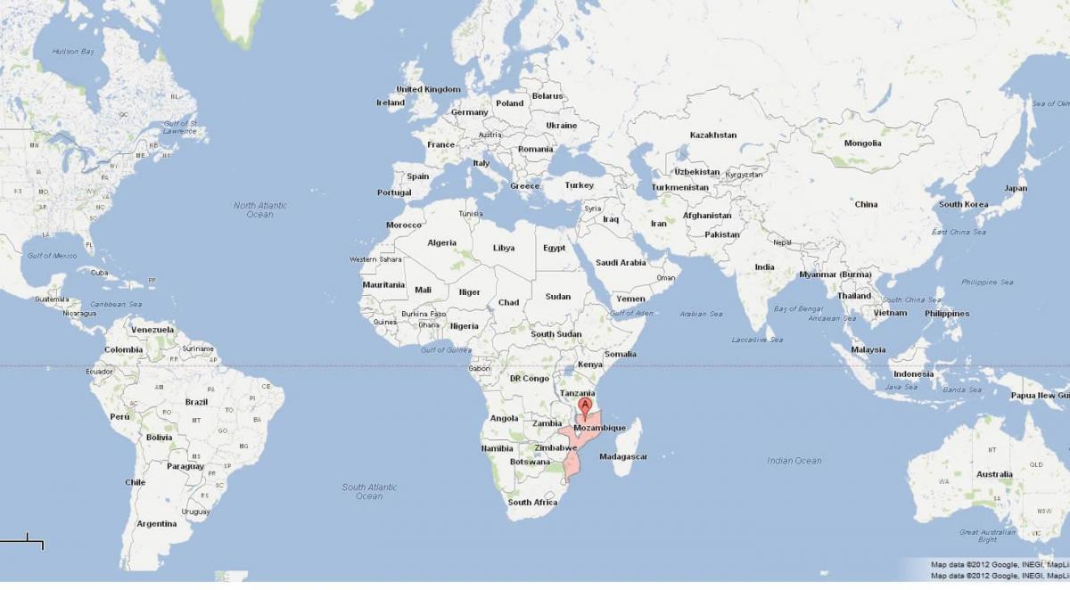Мозамбик локација на мапата на светот