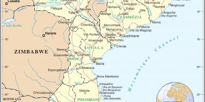 Аеродроми во Мозамбик на мапа