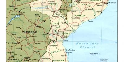 Карта на Мозамбик детална мапа