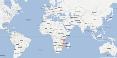 Мозамбик на карта на светот